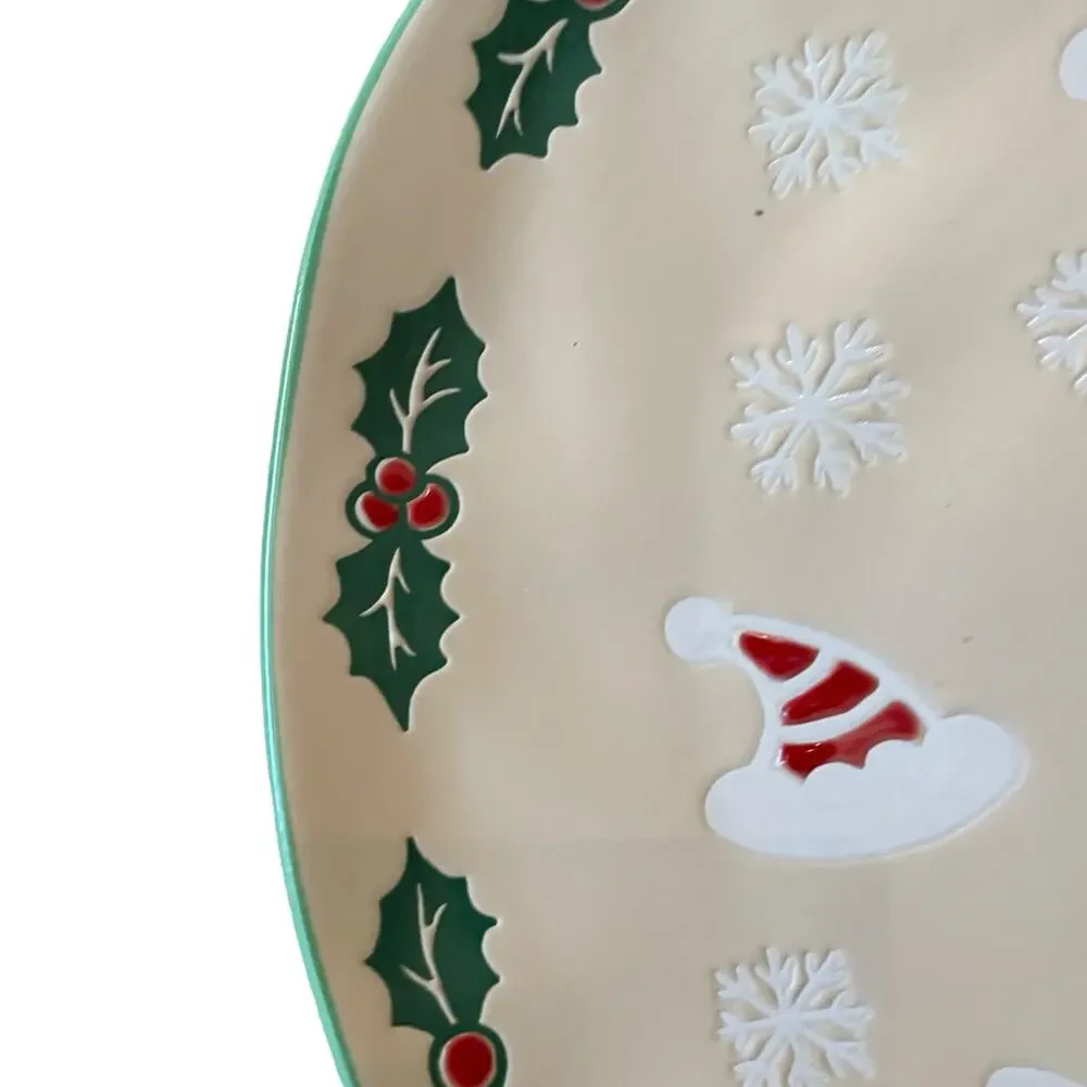 ELI + ANA Christmas VINTAGE SNOWMAN Dinner Plate 11in Set of 4 Ceramic New